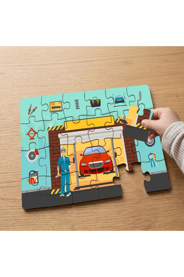 Car Mechanic - Masterly Designed 24 Piece Wooden Children's Puzzle Mpk0140