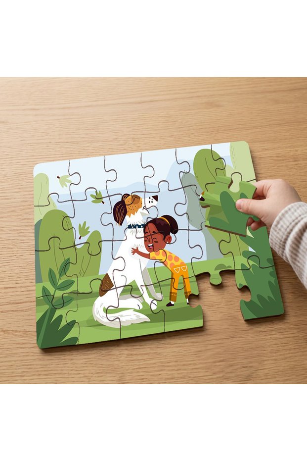 24 Piece Wooden Children's Puzzle with Design of Little Girl Who Loves Her Dog Mpk0593