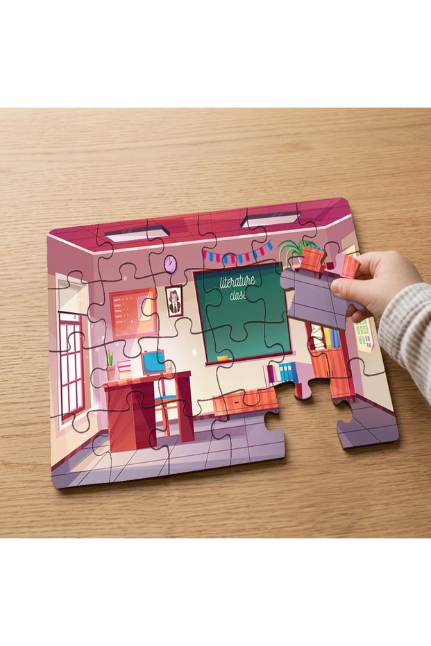 Classroom Interior Design - School Designed 24 Piece Wooden Children's Puzzle Mpk0810