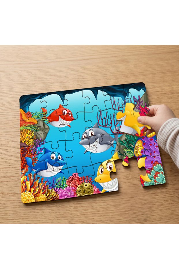 24 Piece Wooden Children's Puzzle with Baby Shark Design Mpk0830