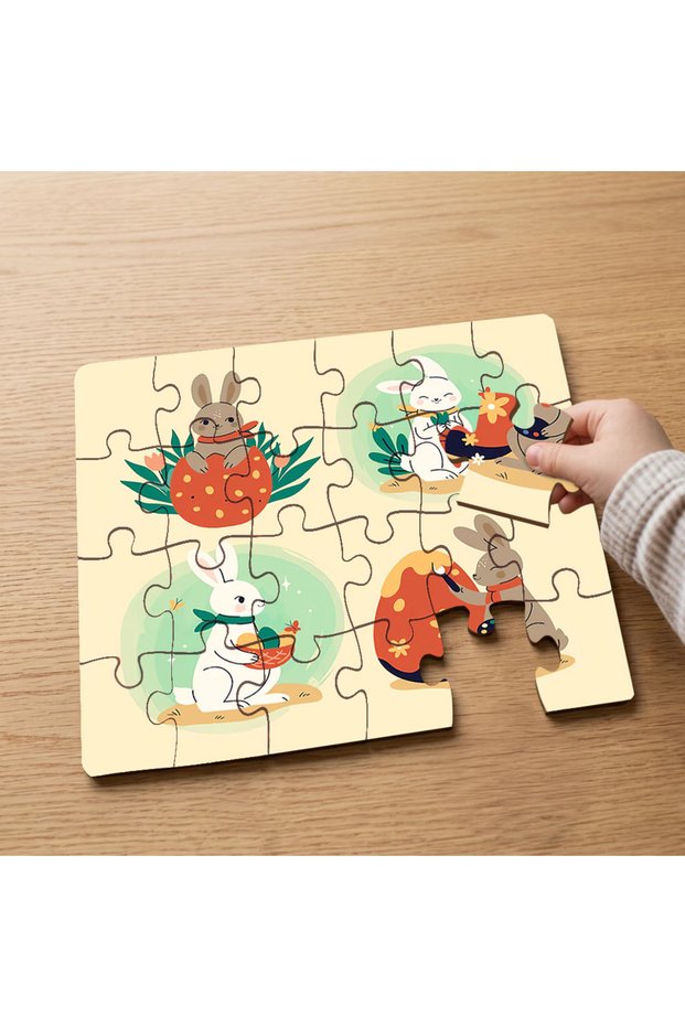 24 Piece Wooden Kids Puzzle with Easter Bunny and Eggs Design Mpk0526