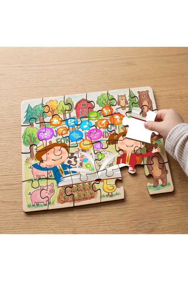 24 Piece Wooden Children's Puzzle with Design of Working and Happy Children Mpk0915