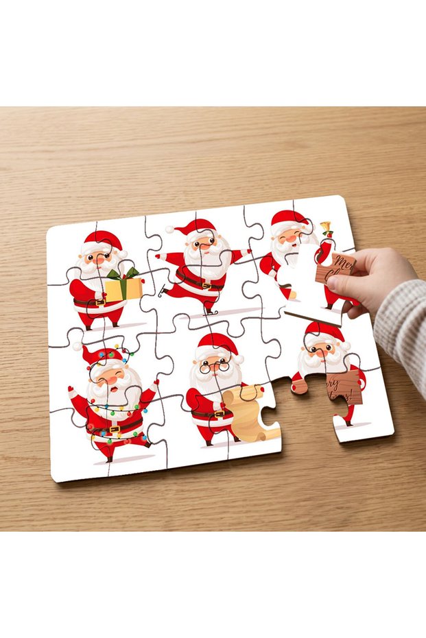 24 Piece Wooden Kids Puzzle with Cute Santa Claus Collage Design Mpk1045
