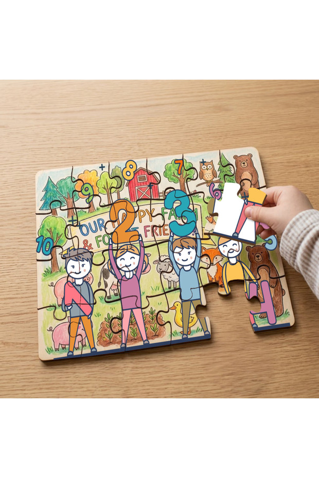 I'M Learning Numbers Designed 24 Piece Wooden Children's Puzzle Mpk0270