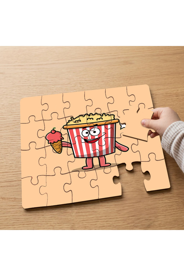 24 Piece Wooden Children's Puzzle with Cute Corn Design Eating Ice Cream Mpk0356