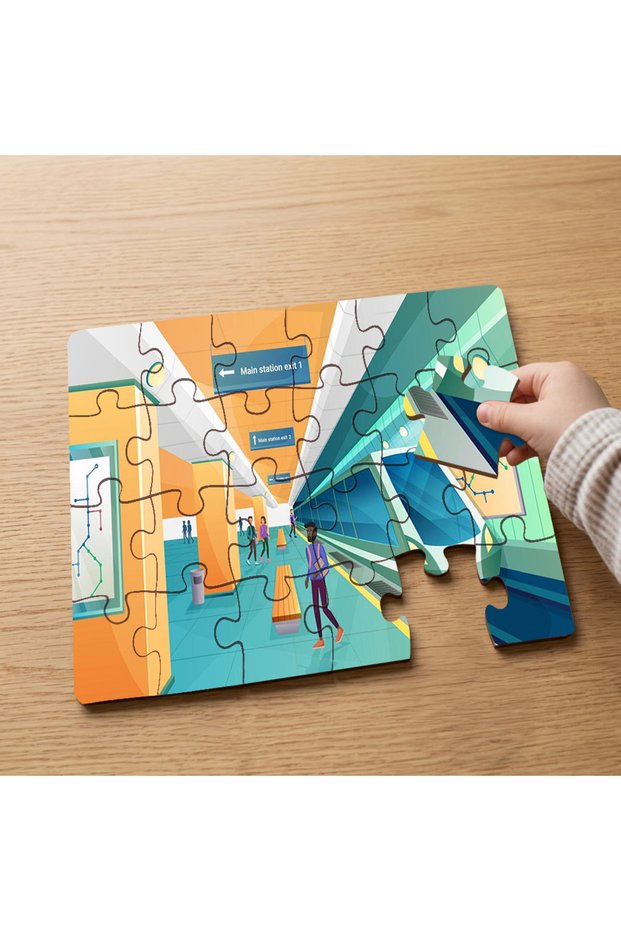 People at the Subway Station Designed 24 Piece Wooden Kids Puzzle Mpk0888