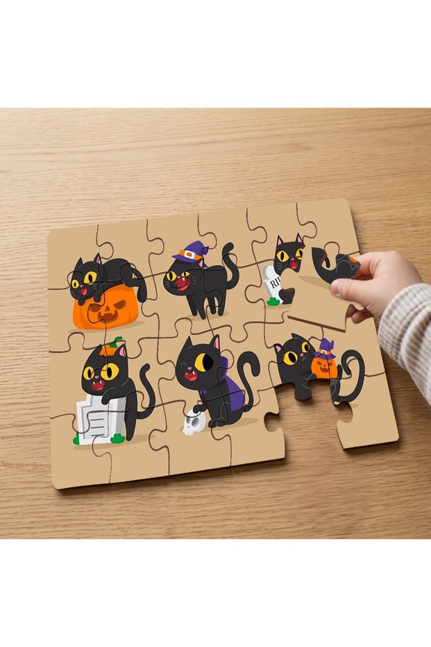 Halloween Cats Design 24 Piece Wooden Children's Puzzle Mpk0348
