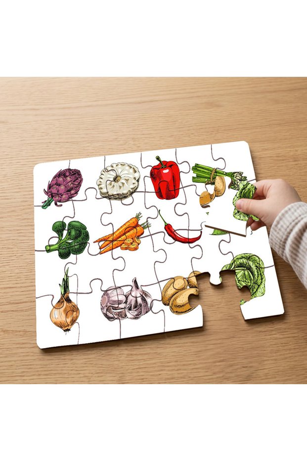 Vegetable Variety - Vegetables Designed 24 Piece Wooden Children's Puzzle Mpk0725