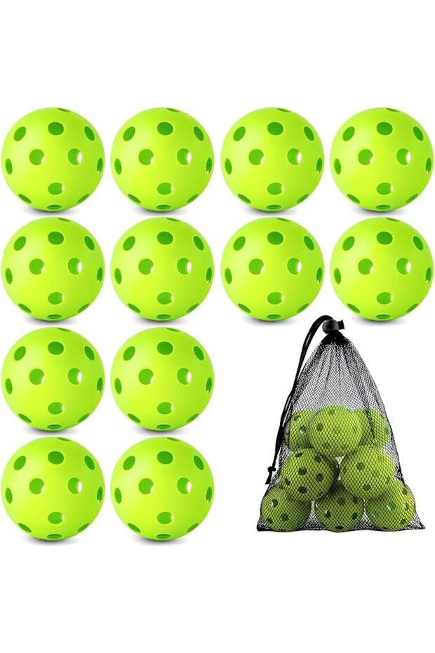 12 كرة بلاستيكية للتدريب على البيسبول مع حقيبة برباط، تصميم خفيف الوزن ومجوف للتدريب الآمن