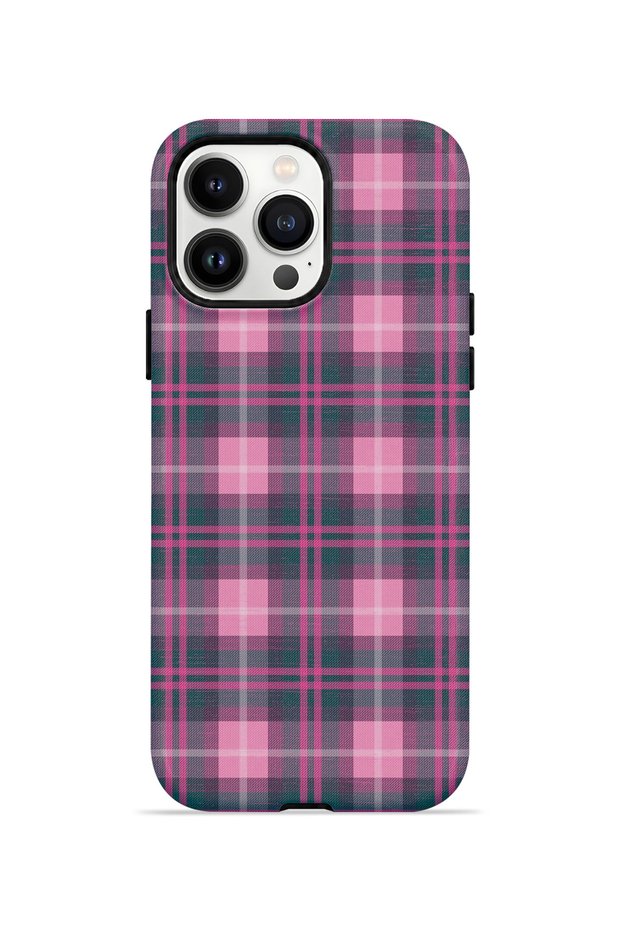 iPhone 14 Pro Max Vorian Magsafe Dual Layer Fuchsia Gray Plaid Case