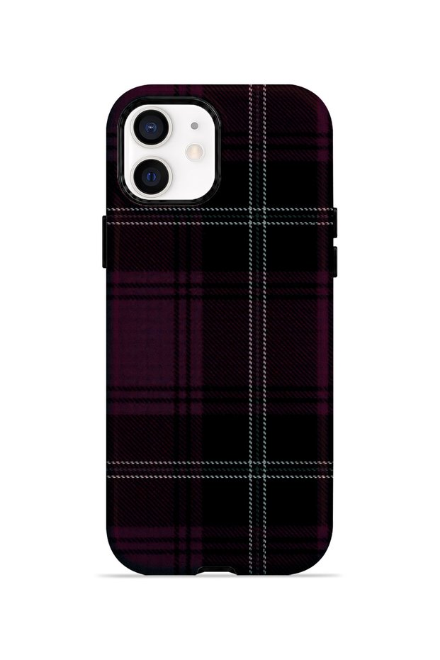iPhone 12 Vorian Magsafe Double Layer Plum Black Plaid Case
