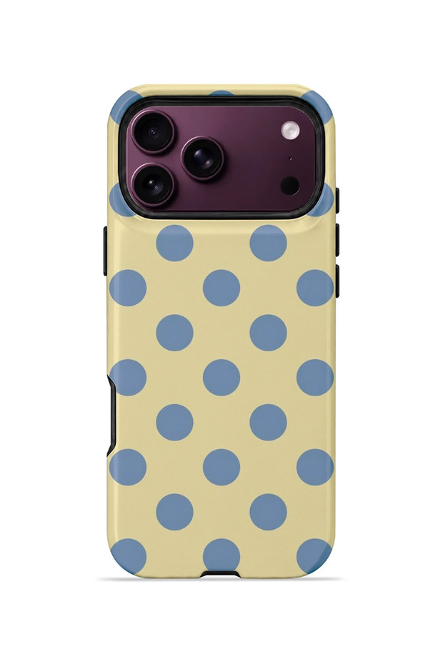 iPhone 18 Pro Max Vorian Double Layer Cream Blue Polka Dot Case