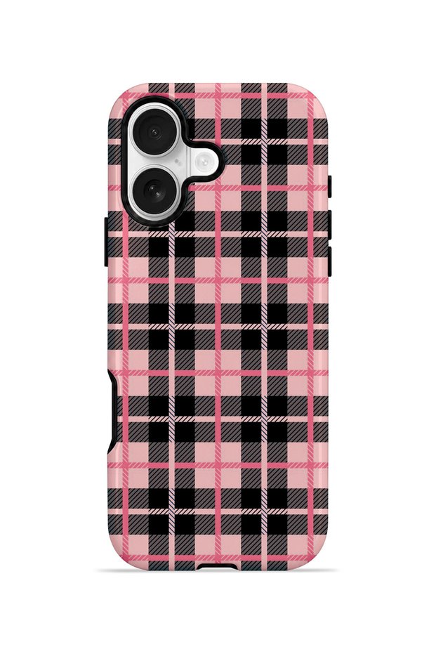 iPhone 16 Plus Vorian Magsafe Double Layer Pink Black Plaid Case
