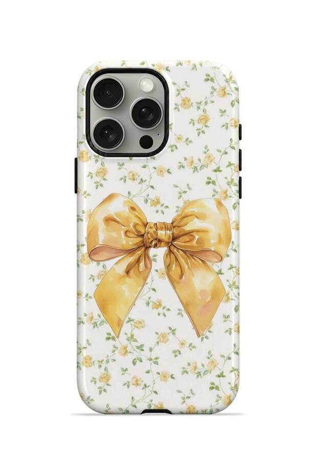 iPhone 15 Pro Max Vorian Magsafe Double Layer Golden Floral Bow Case