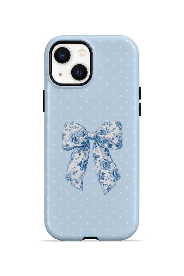 iPhone 15 Vorian Magsafe Double Layer Blue Toile Bow Case