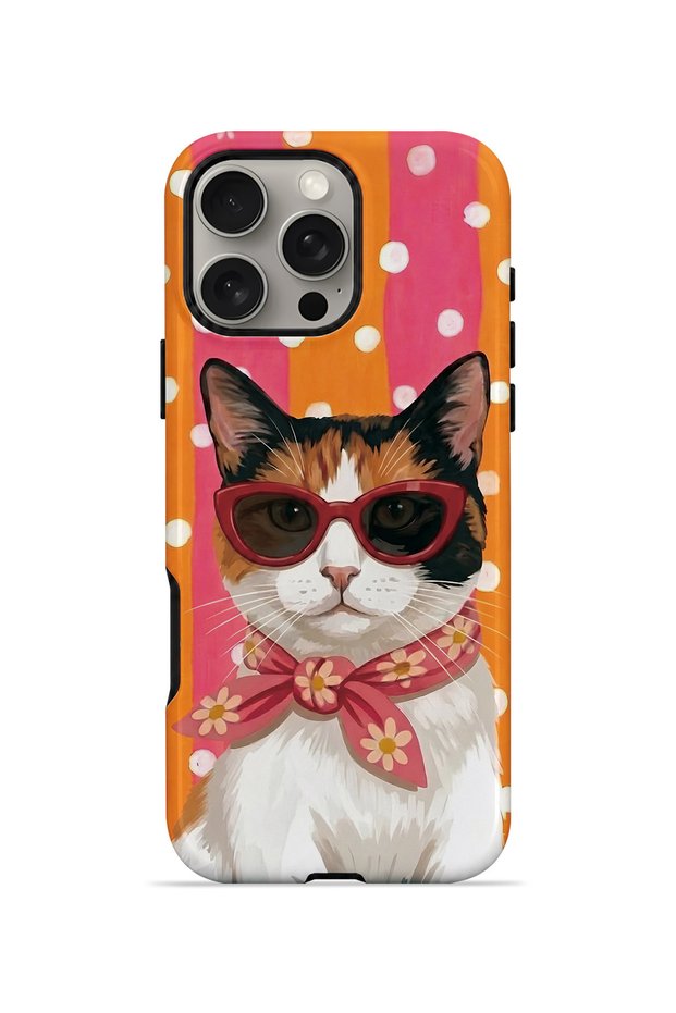 iPhone 16 Pro Vorian Magsafe Double Layer Orange Retro Cat Case