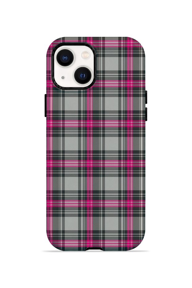 iPhone 14 Plus Vorian Magsafe Double Layer Gray Fuchsia Plaid Case