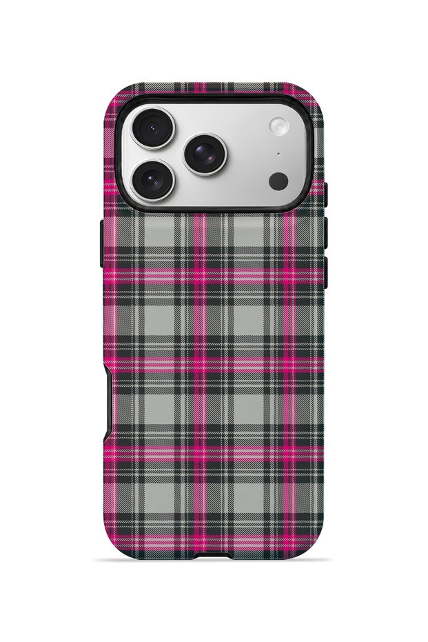 iPhone 17 Pro Max Vorian Magsafe Dual Layer Gray Fuchsia Plaid Case