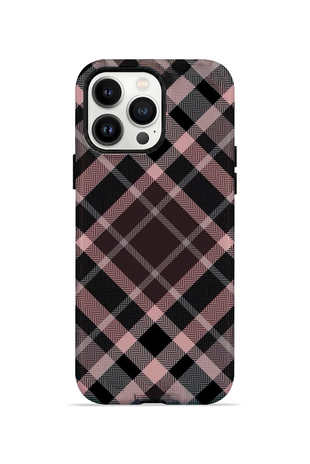iPhone 14 Pro Max Vorian Magsafe Double Layer Powder Black Plaid Case