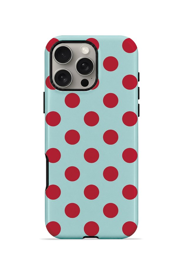 iPhone 16 Pro Vorian Double Layer Mint Red Polka Dot Case