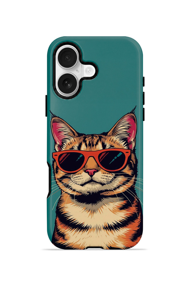 iPhone 17 Vorian Cool Cat Case with Double Layer Glasses