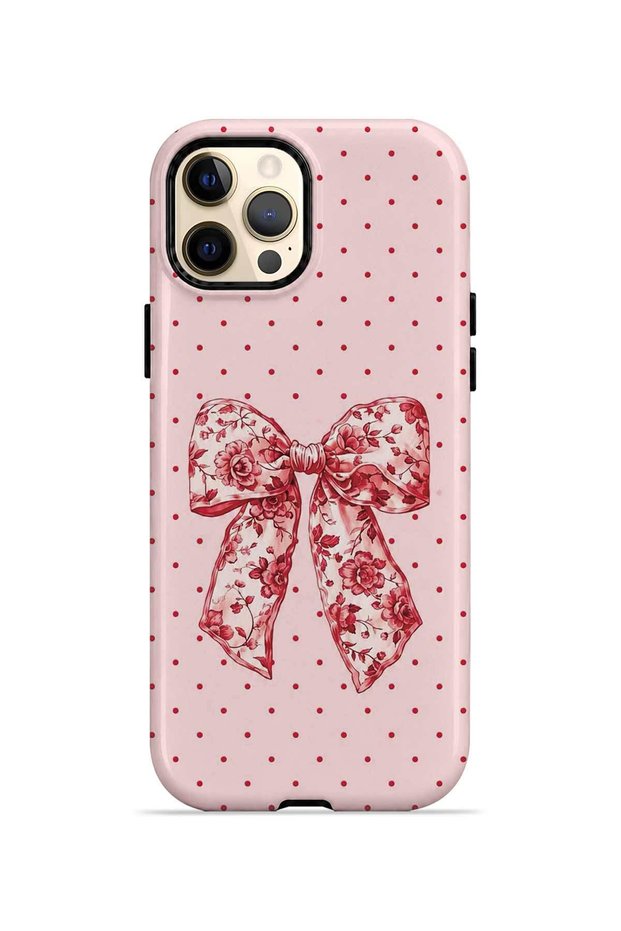 iPhone 12 Pro Vorian Double Layer Vintage Rose Bow Dot Case