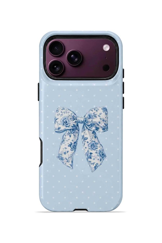 iPhone 18 Pro Vorian Magsafe Double Layer Blue Toile Bow Case