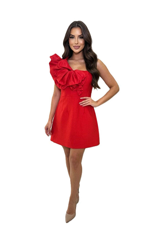 Ruby Ruffle One-Shoulder Mini Dress