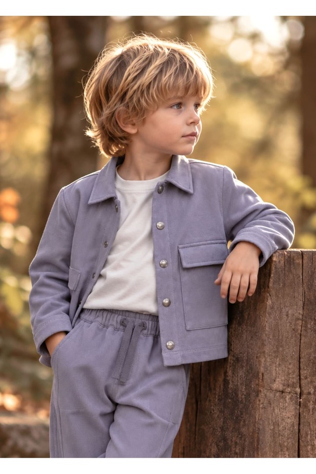 100% Cotton Shirt Collar Tiny Boy's Jacket