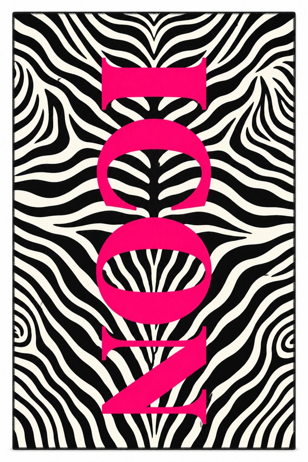 Auraplus Zebra Pattern Icon Written Woven Base Decorative Carpet Auraplus92