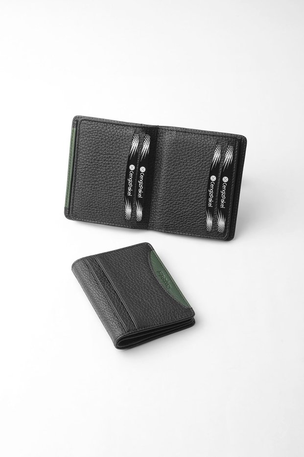 Genuine Leather Slim Design Men's Card Holder Black/Green – 2526