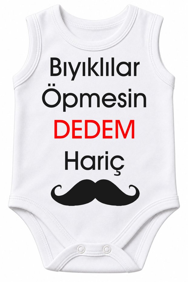 Biyiklilar Kissing Is Forgetting Your Grandfather Except for Him Written on It 100% Cotton Printed Baby Bodysuit Short Sleeve