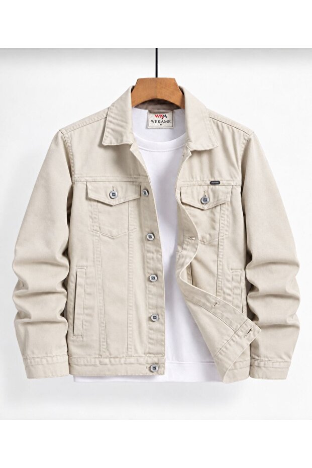 Men's Jean Denim Standard Fit Pocketed Buttoned Jeans Jacket
