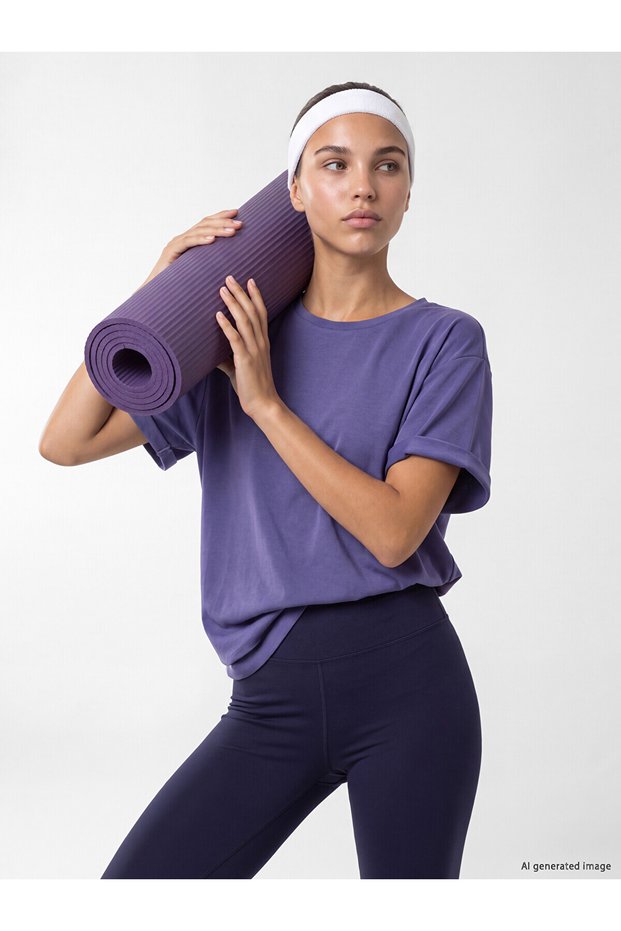 Two Mt Shop Quality Koor Sport Purple Combed Cotton Plain Oversize Women's Sports T-Shirt
