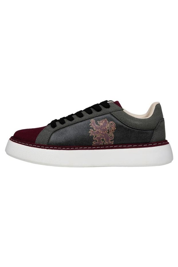 Men's Vegan Leather Black Sneakers - Warner Bros Harry Potter House of Gryffindor Design