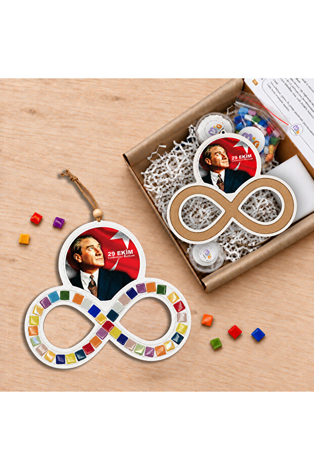 29 October White Infinity Figure Wooden Mosaic Set - Children's Activity Set