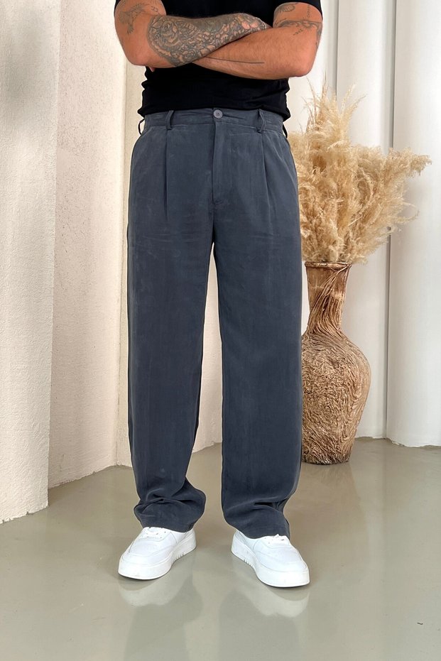 Washable Modal Baggy Trousers Black
