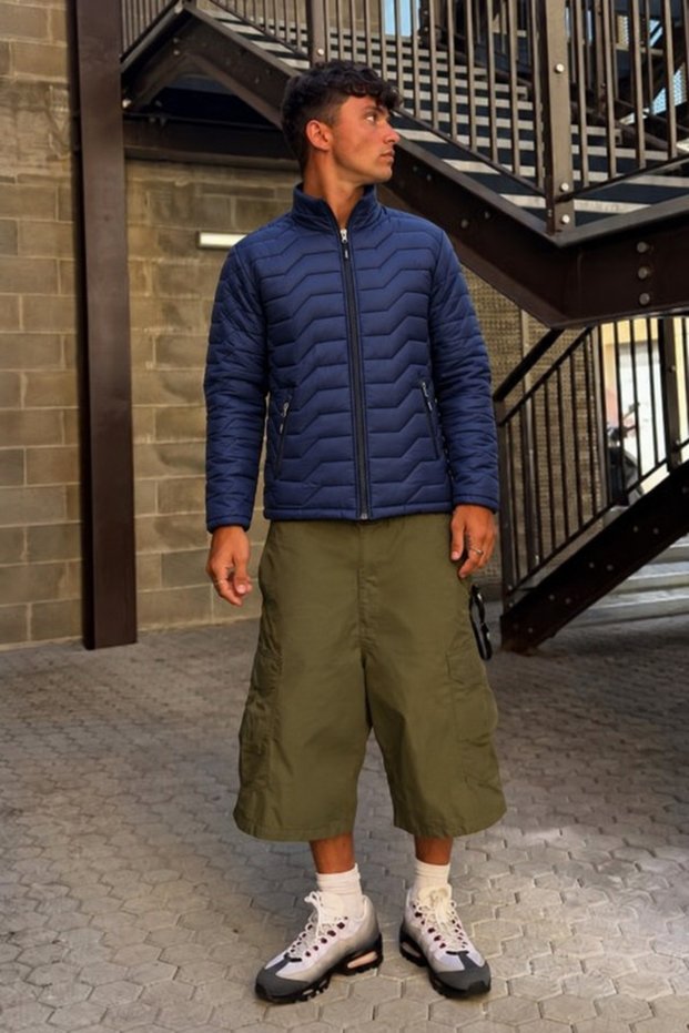Men's Sporty Navy Blue Puffer Jacket