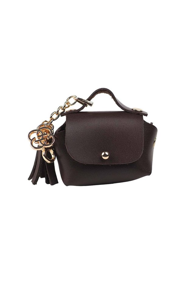 AirPods Charm Faux Leather Bag Accessory - Brown