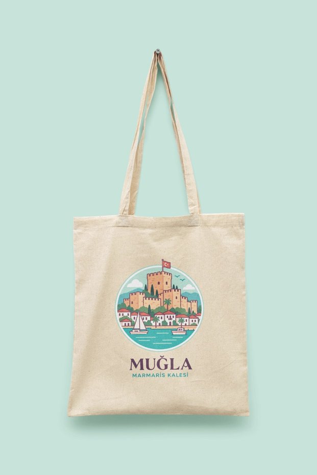 Marmaris Castle - Muğla Turkey Series Tote Bag Printed Cloth Bag