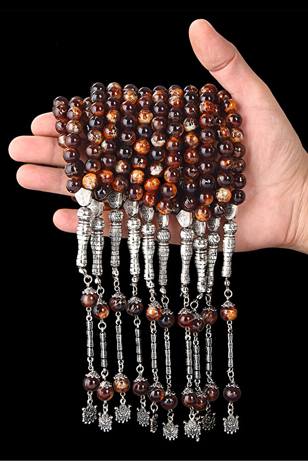 10 Pieces Round Model Natural Stone Glass Prayer Beads Set, Gift Prayer Beads, Wholesale Prayer Beads, Men's Prayer Beads