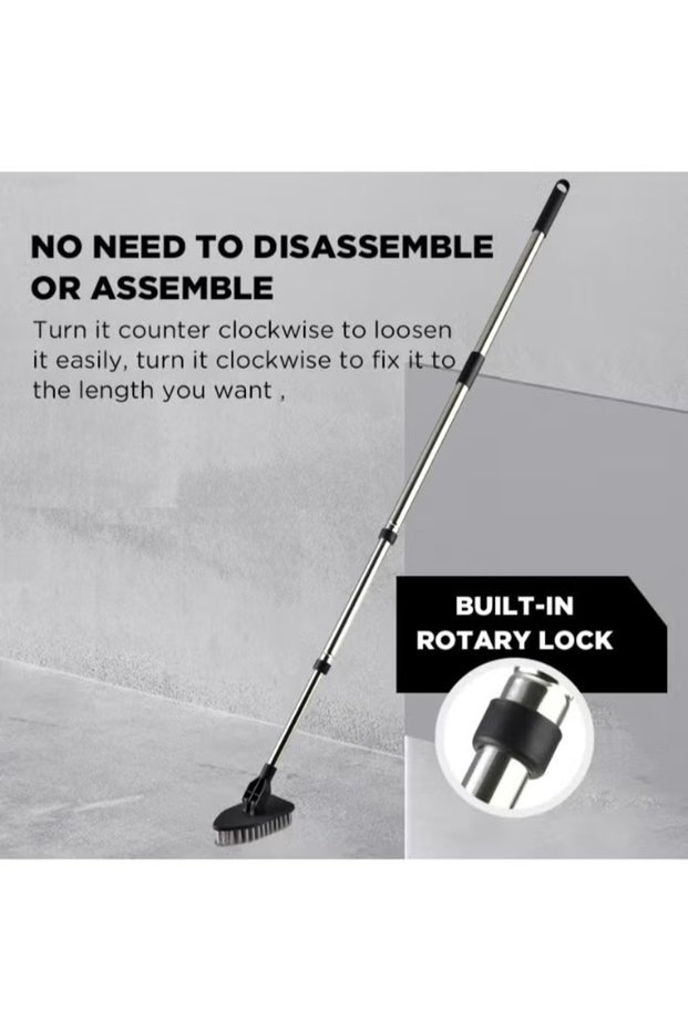 Floor Scrub Brush, 2-In-1 Tile Tub Floor Scrubber with Adjustable Long Handle Shower Cleaner Brush and 3 Detachable Replacement Scrubber Heads for Cleaning Bathroom Kitchen Walls Tub Tile
