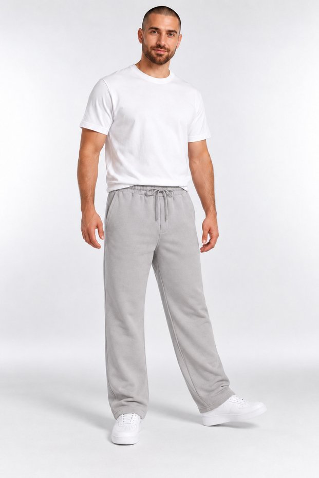 Gray Color Cotton Wool Knitted 3 Yarn Thick Winter Oversize Baggy Sweatpants