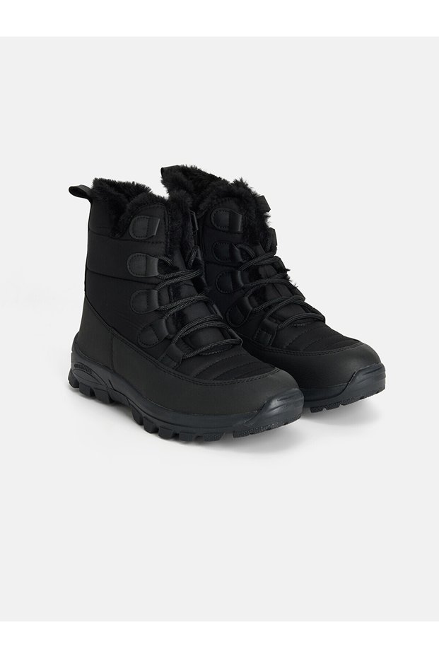 Peak New Season Women's Black Ankle-High Fur-Lined Snow Boots