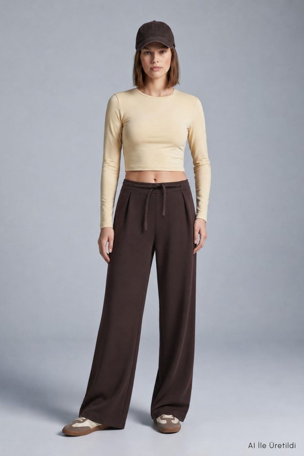 Široke pantalone 8425A smeđe