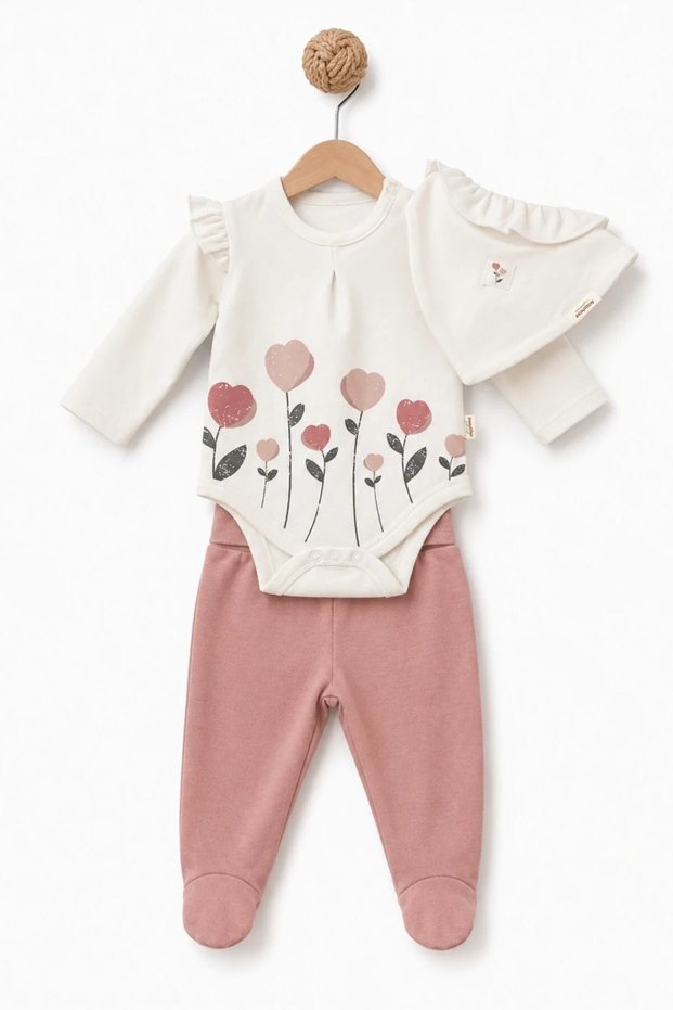 Baby Girl 0-6 Months 100% Organic Set of 3 Dried Roses