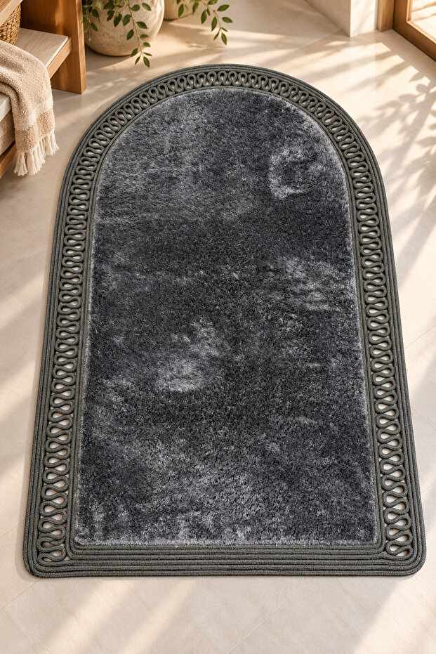 Duru Jute Straw Rope & Plush Prayer Mat with Non-Slip Base, Soft Textured Handmade Decorative Prayer Mat