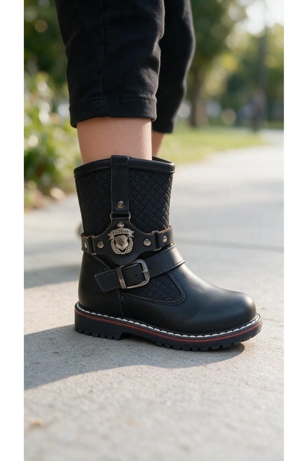Children's Furry Embroidered Zippered Boots