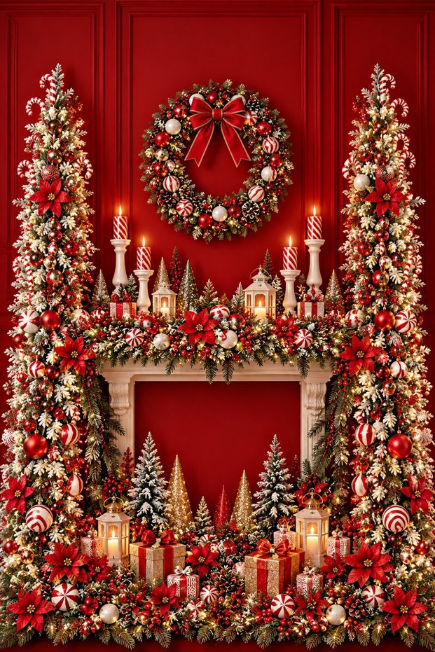 Christmas Themed Photo Shoot, Landscape Fabric Background