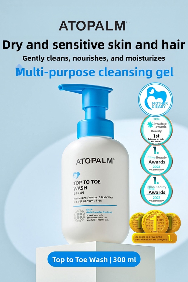 Multi-Purpose Gentle Moisturizing Cleansing Gel for Dry & Sensitive Skin and Hair Top to Toe Wash